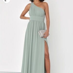 Lulus Green One-Shoulder Bridemsaid Dress
